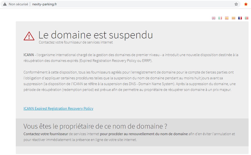 Avis sur Nexity-parking.fr : le WHOIS dévoile l’arnaque