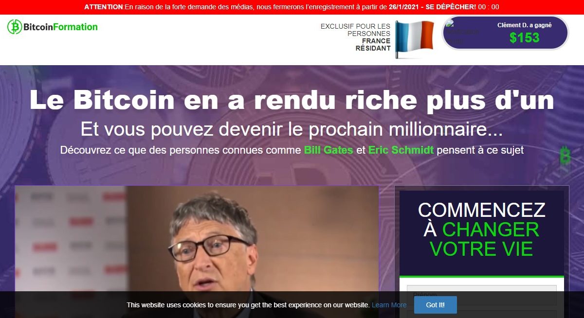 Avis sur Bitcoin-formation.club : quand la formation tourne en arnaque