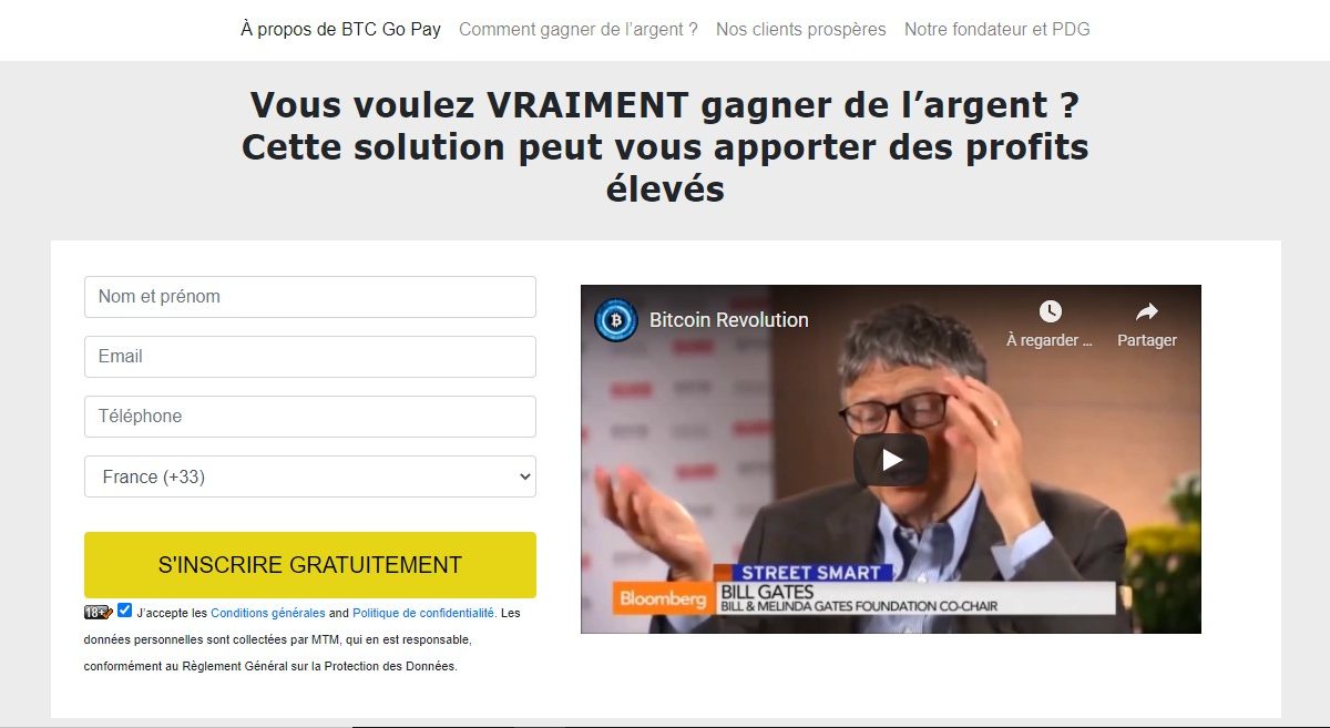 Avis sur Landing.marketstm.com/fr/mtm7_btc_safe_b2go_fr : encore une arnaque