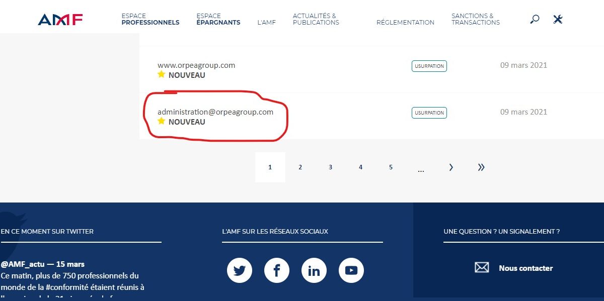 Avis sur administration@orpeagroup.com : une adresse mail pour escroquer
