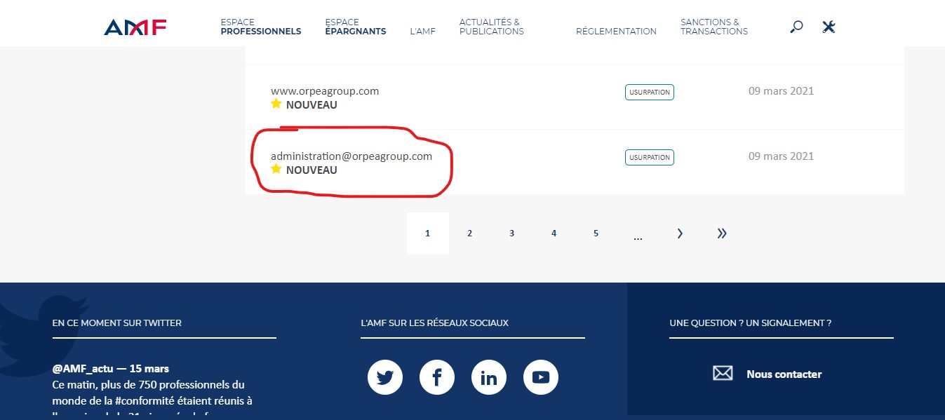 Avis sur administration@orpeagroup.com : une adresse mail pour escroquer