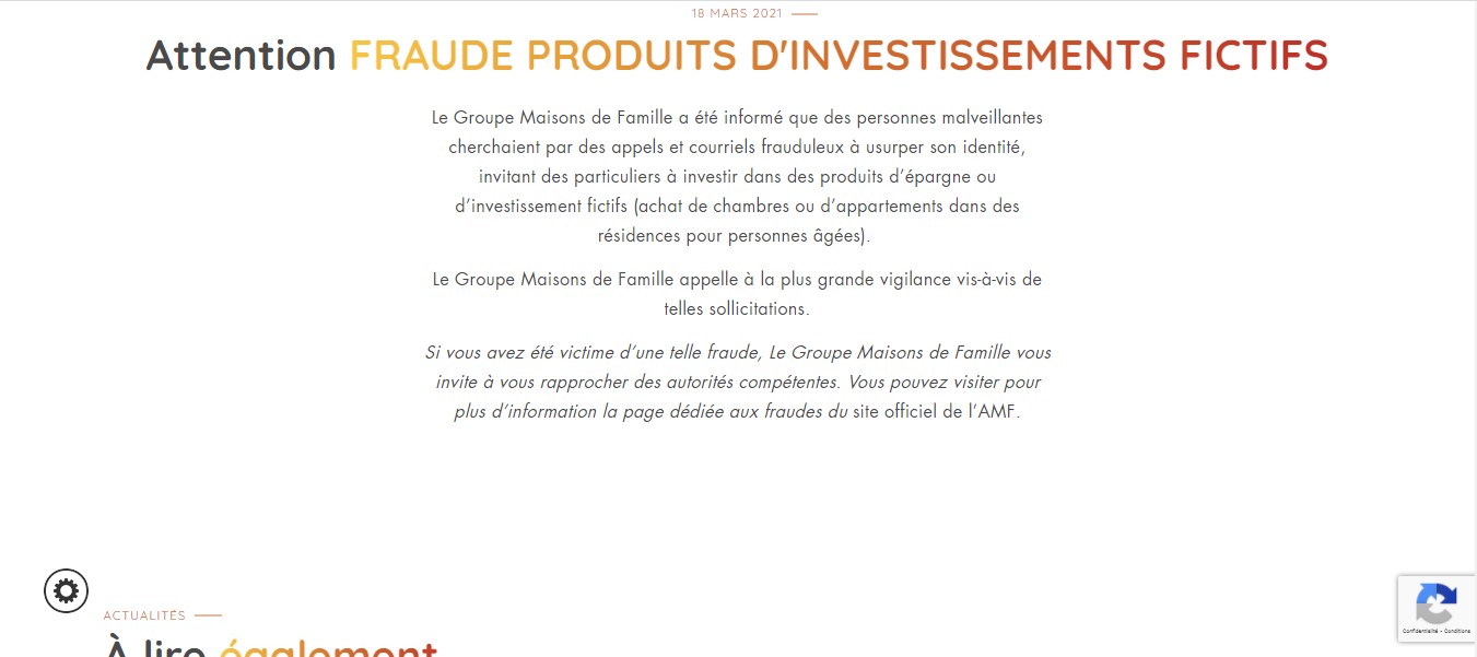 Des escrocs experts usurpent l’identité de Maison de Famille