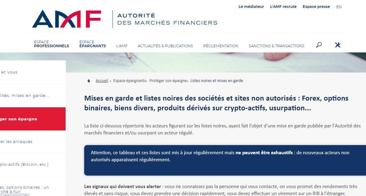 L’AMF met en garde contre les adresses mails prenom.nom@privatesantander.com