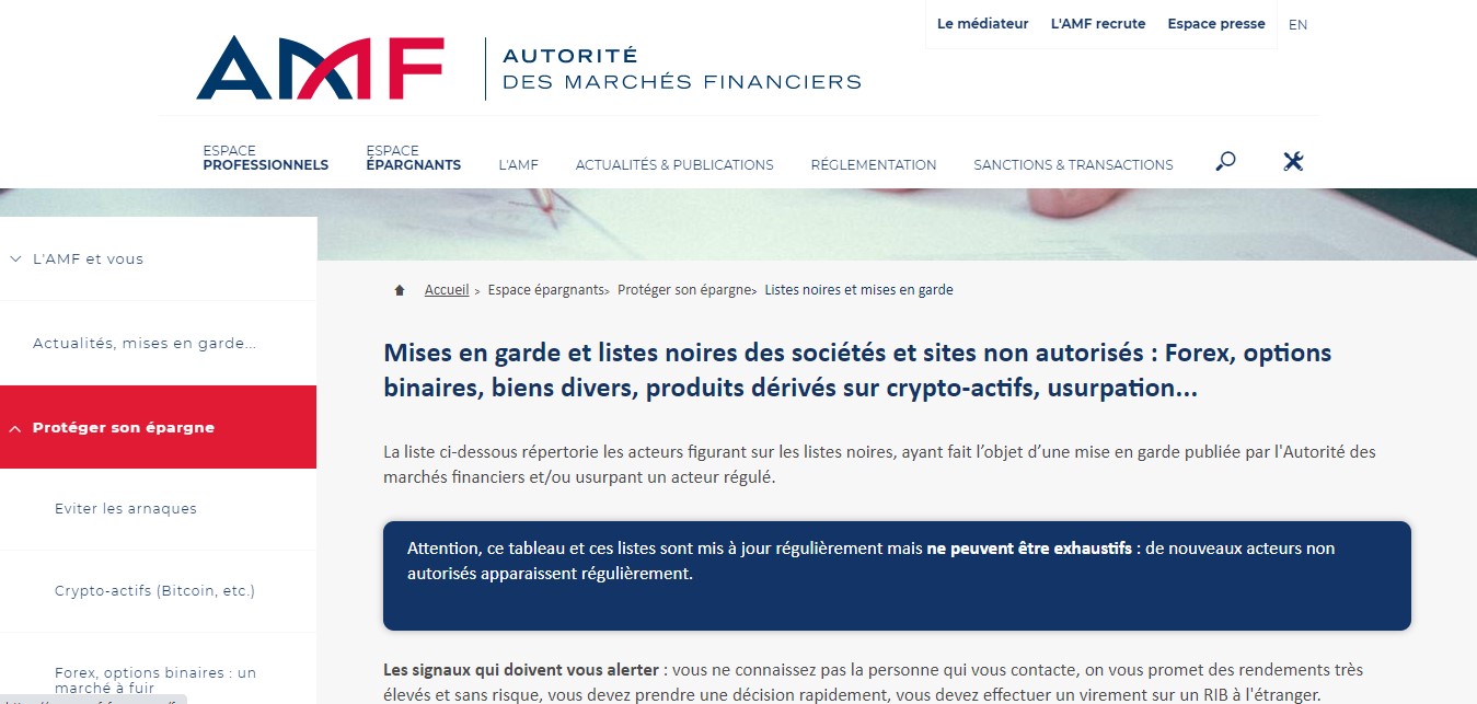 L’AMF met en garde contre les adresses mails prenom.nom@privatesantander.com