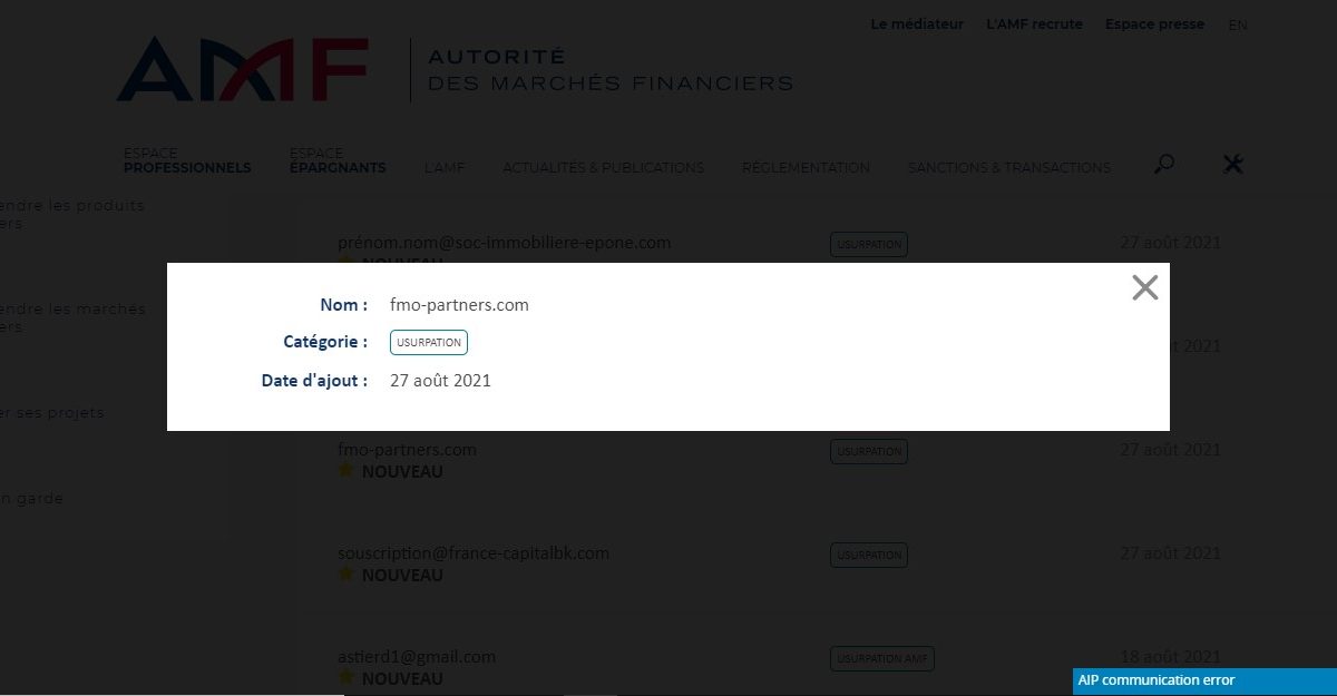 Méfiez-vous de Fmo-partners.com et des adresses mail affiliées