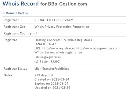 Nous vous prions de vous méfier de Bbp-gestion.com. Ce site constitue un outil aiguisé entre les mains de vils individus.