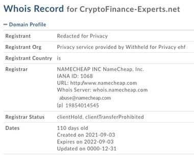 Arnaque : N’allez jamais sur Cryptofinance-experts.net