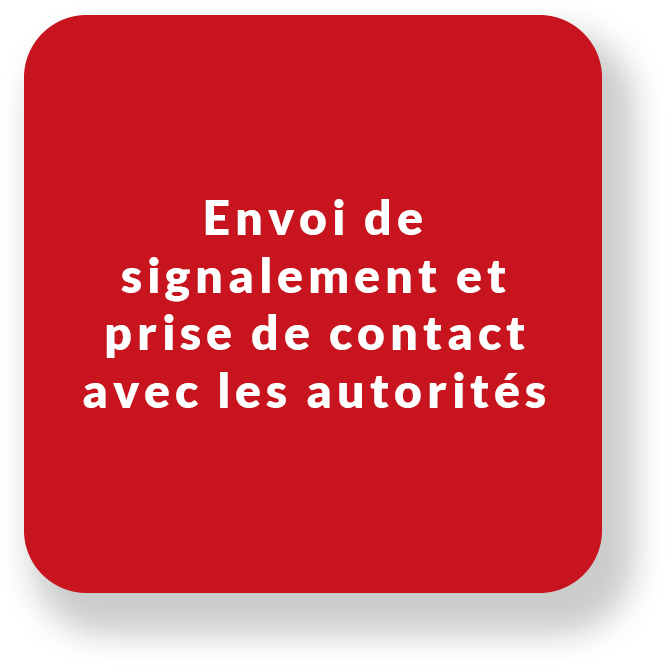 Envoi de signalement et prise de contact avec les autorités ét copie