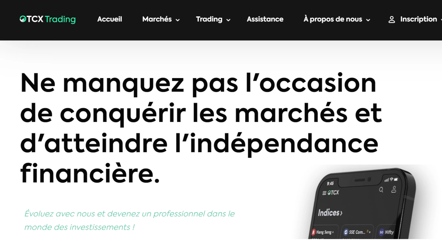 Otcxtrading, image d'accueil de l'arnaque