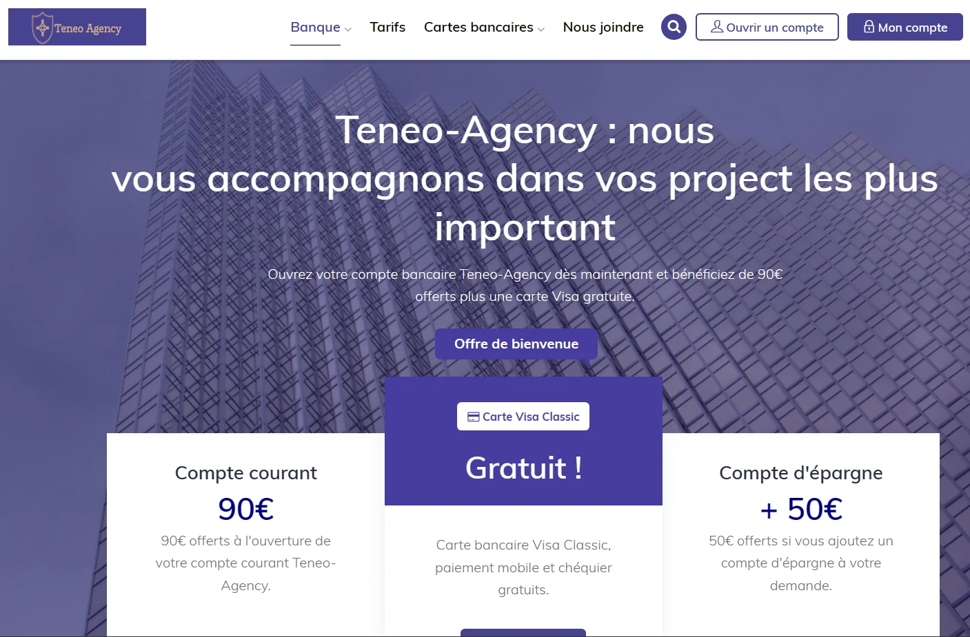 Capture d'écran du site Teneo-Agency.com