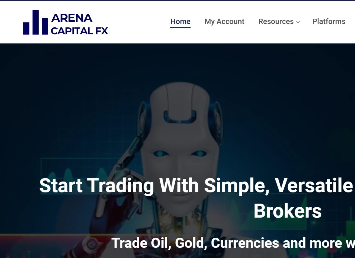Interface de trading suspecte Arena Capital FX