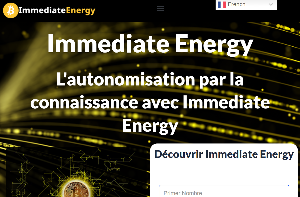 Capture d'écran du site Immediate Energy