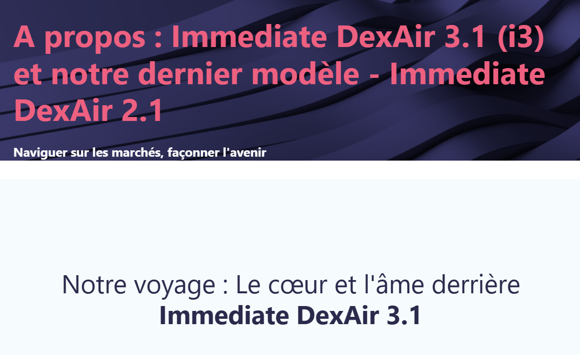 Graphiques financiers et illustrations modernes sur Immediate DexAir