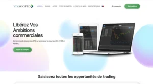 Interface Vivagopro.com - plateforme de trading en ligne non vérifiée