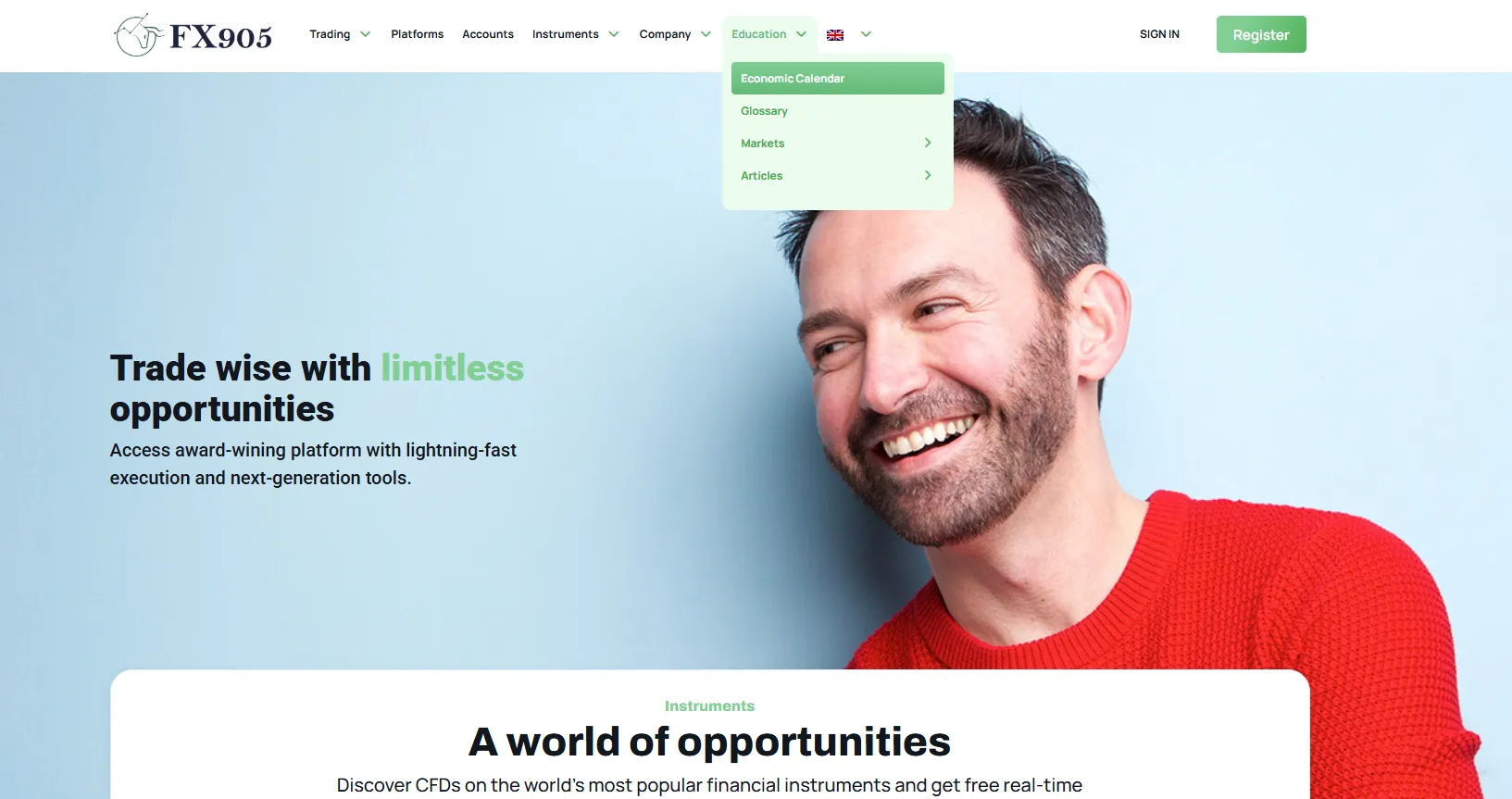FX905 avis – interface du site de trading non régulé