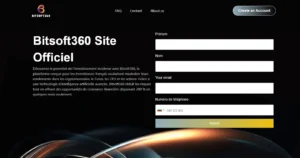 Interface du site Bitsoft360 avis – page d’inscription et promesses de trading IA