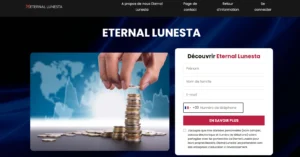 Page d'accueil du site Eternal Lunesta présentant ses offres de formation financière