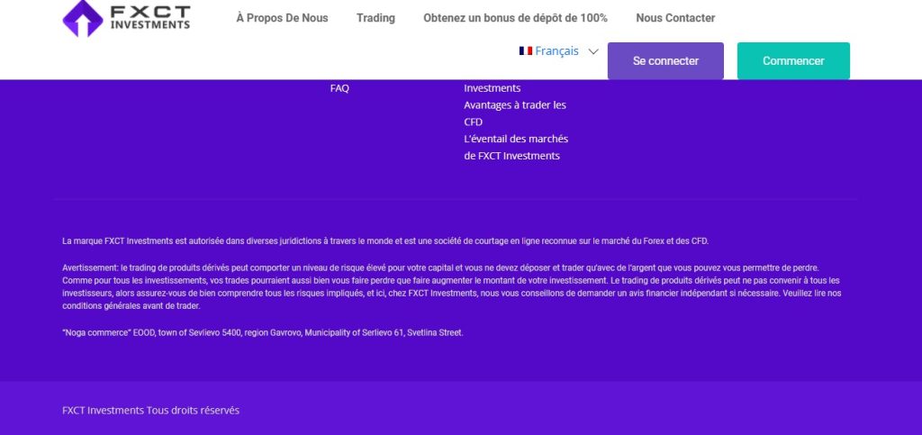 Fxctinvestments.com soutient que FXCT Investments est régulée, mais c’est un mensonge.